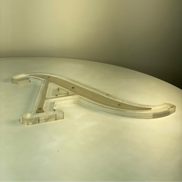 15" Vintage Reclaimed Salvage Sign Letter "A" Initial Clear Acrylic Plastic - Picture 3 of 11